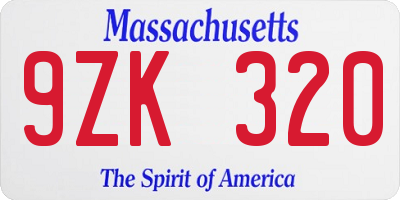 MA license plate 9ZK320
