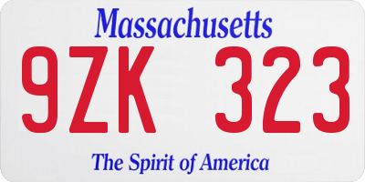MA license plate 9ZK323