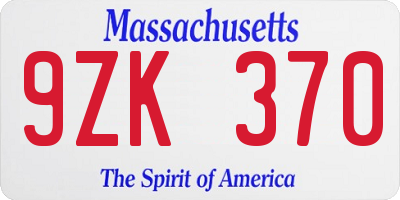 MA license plate 9ZK370