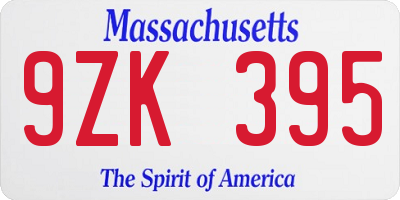 MA license plate 9ZK395