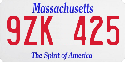 MA license plate 9ZK425