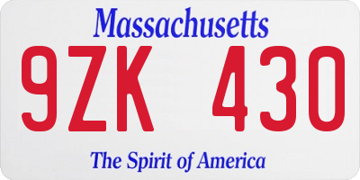 MA license plate 9ZK430