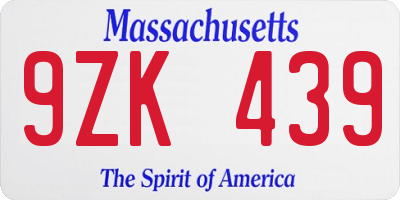 MA license plate 9ZK439