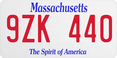 MA license plate 9ZK440