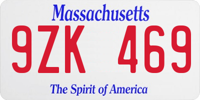 MA license plate 9ZK469