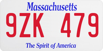 MA license plate 9ZK479