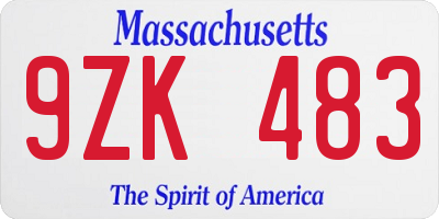 MA license plate 9ZK483