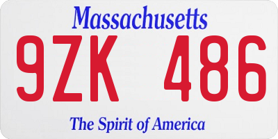 MA license plate 9ZK486