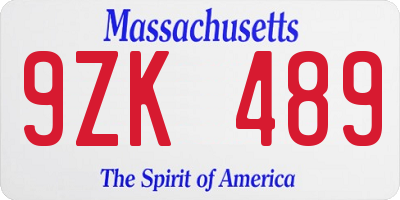 MA license plate 9ZK489
