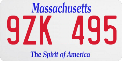 MA license plate 9ZK495