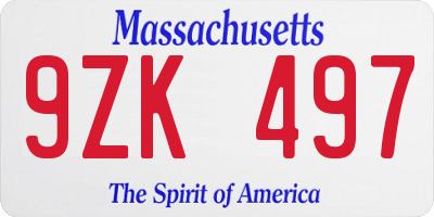 MA license plate 9ZK497