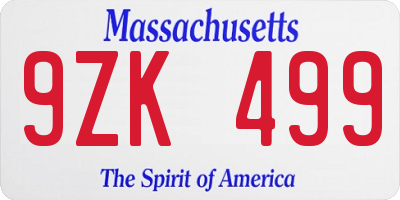 MA license plate 9ZK499