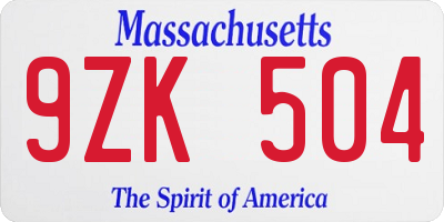 MA license plate 9ZK504