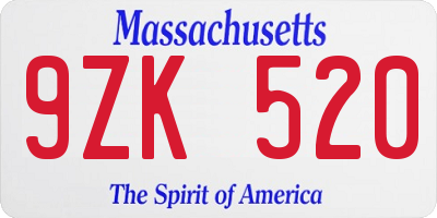 MA license plate 9ZK520