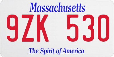 MA license plate 9ZK530