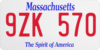 MA license plate 9ZK570