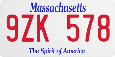 MA license plate 9ZK578