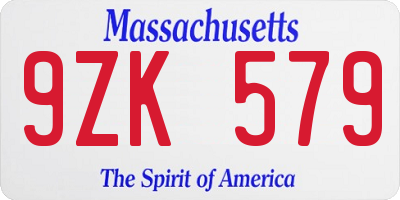 MA license plate 9ZK579