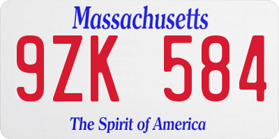 MA license plate 9ZK584