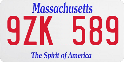 MA license plate 9ZK589