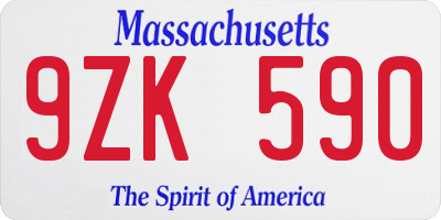MA license plate 9ZK590