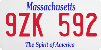 MA license plate 9ZK592