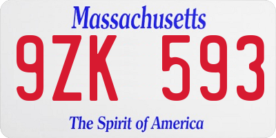 MA license plate 9ZK593