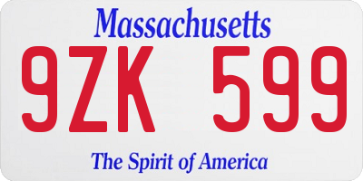 MA license plate 9ZK599