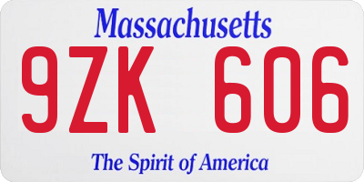 MA license plate 9ZK606