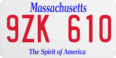 MA license plate 9ZK610