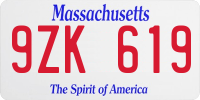 MA license plate 9ZK619