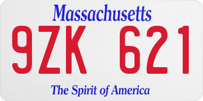 MA license plate 9ZK621