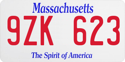 MA license plate 9ZK623
