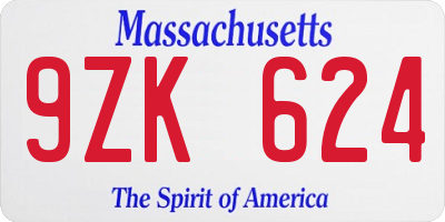 MA license plate 9ZK624