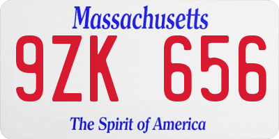 MA license plate 9ZK656