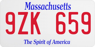 MA license plate 9ZK659