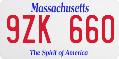 MA license plate 9ZK660