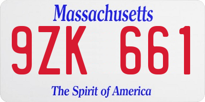MA license plate 9ZK661