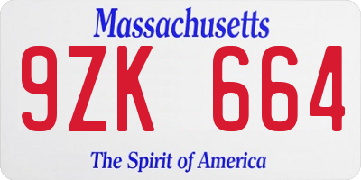 MA license plate 9ZK664