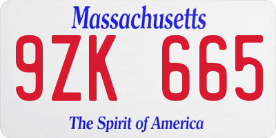 MA license plate 9ZK665