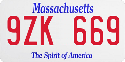 MA license plate 9ZK669