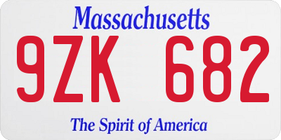 MA license plate 9ZK682