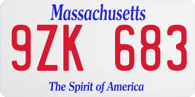 MA license plate 9ZK683