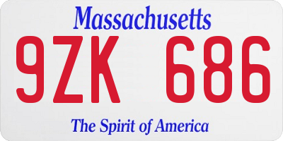 MA license plate 9ZK686