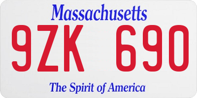 MA license plate 9ZK690