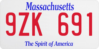 MA license plate 9ZK691