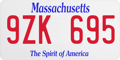 MA license plate 9ZK695