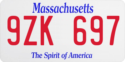 MA license plate 9ZK697