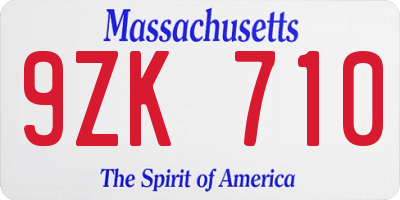 MA license plate 9ZK710