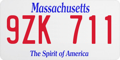 MA license plate 9ZK711